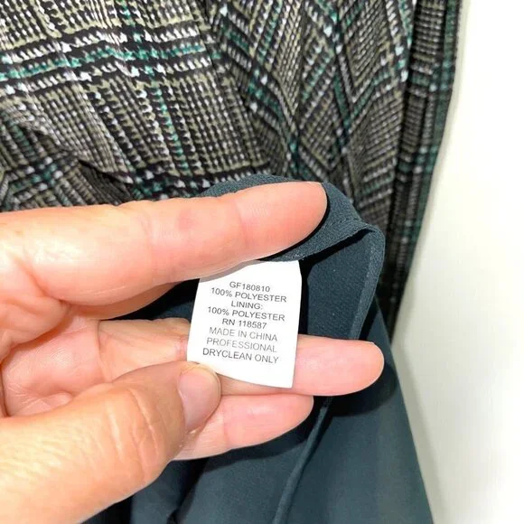 Grey Jason Wu Accordion Midi Skirt Womens Size 10 Lined Side Zipper Green Black - Picture 9 of 10